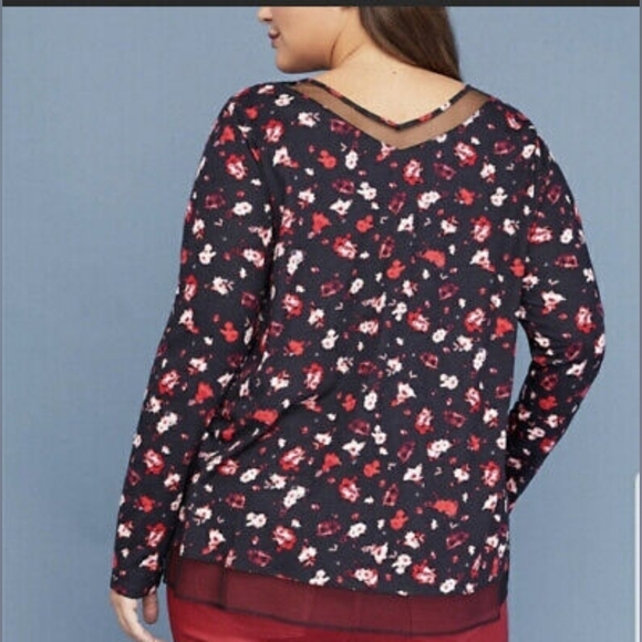 NWT Lane Bryant Top V-Neck with Mesh Detail - Picture 2 of 7
